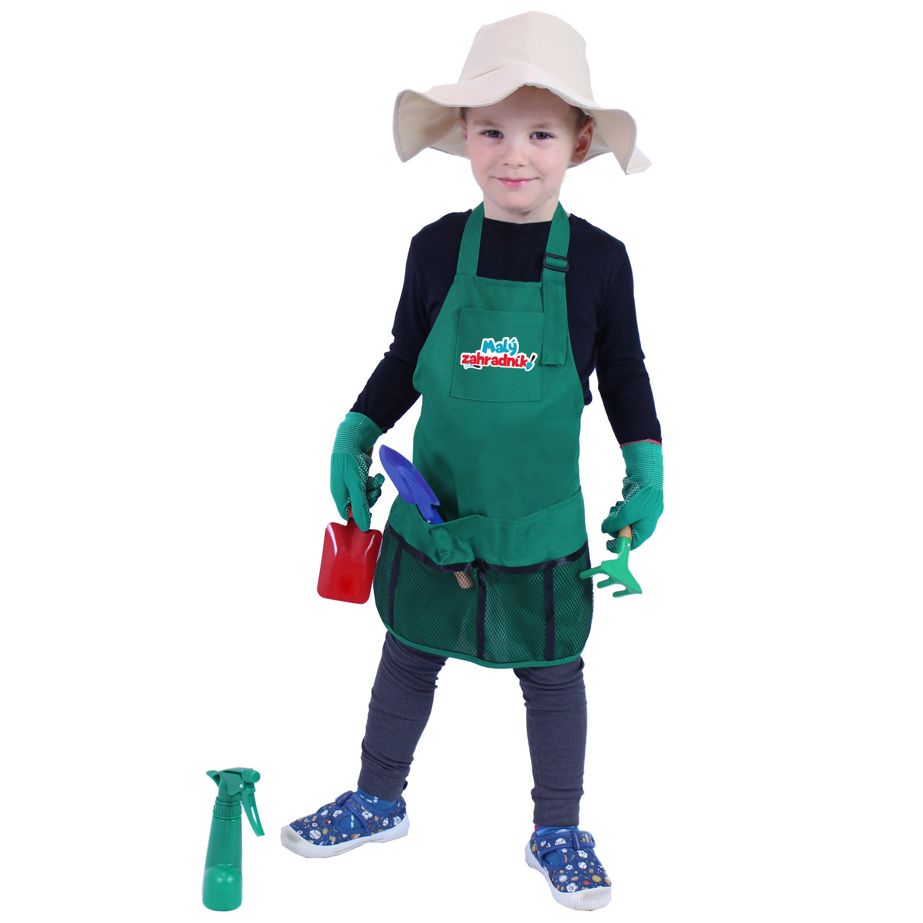 Gardener theater set - apron, hat, gloves, sprayer and tools