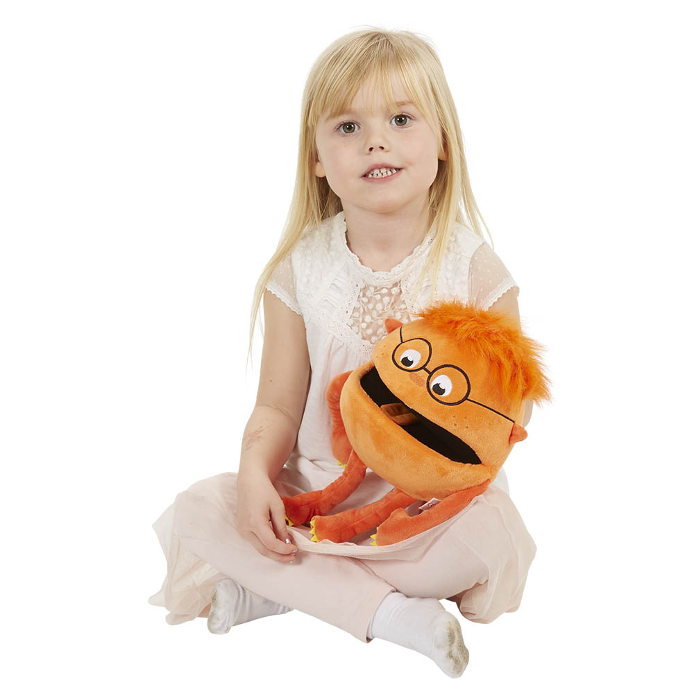 Theater doll Baby Monster orange 35 cm.