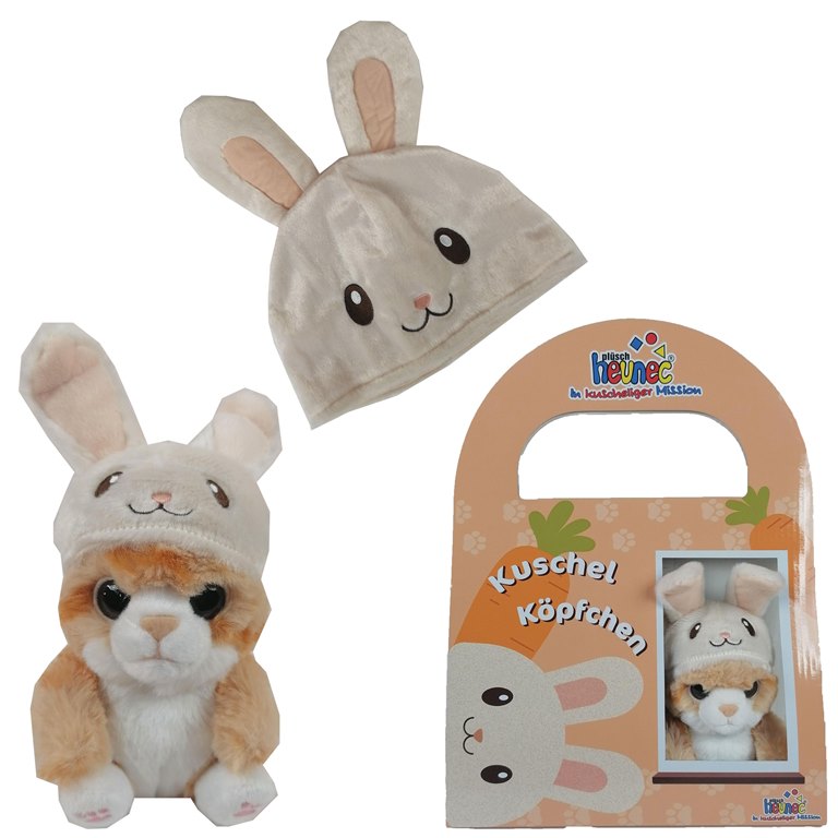 Bunny Hat and Kitten Plush Toy Set with Bunny Hat