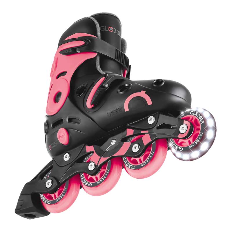 Children's roller skates with light-up wheels Globber, size 34-37, pink