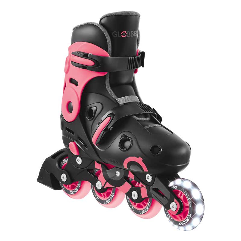 Children's roller skates with light-up wheels Globber, size 34-37, pink