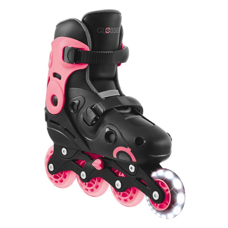 Children's roller skates with light-up wheels Globber, size 34-37, pink