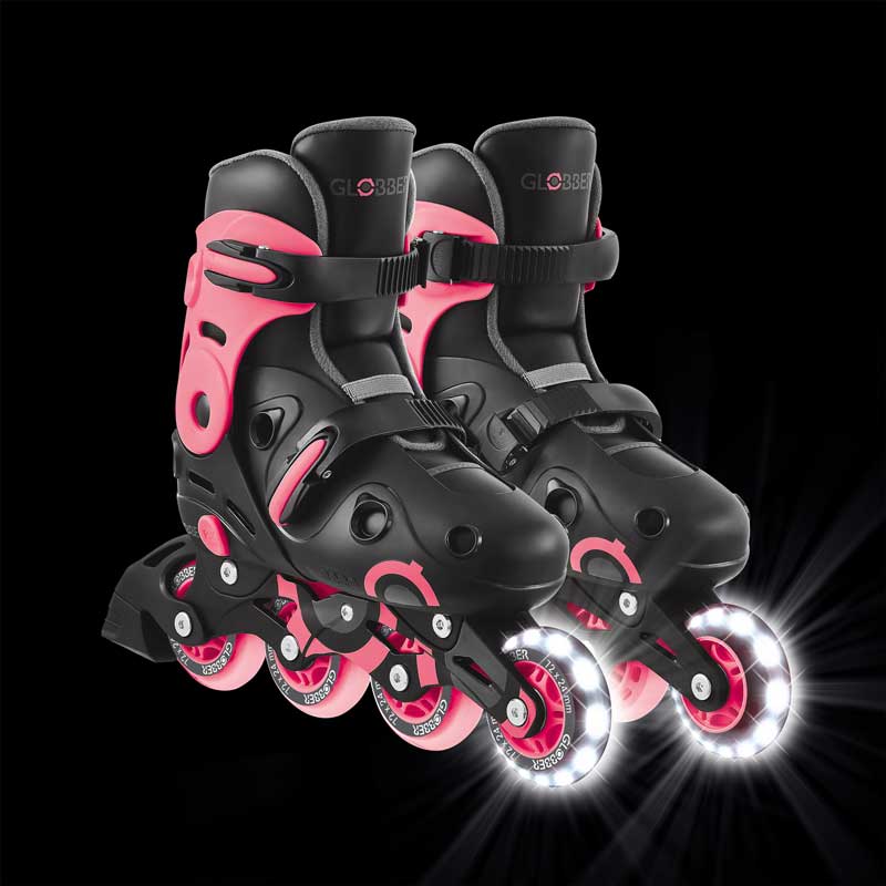 Children's roller skates with light-up wheels Globber, size 34-37, pink