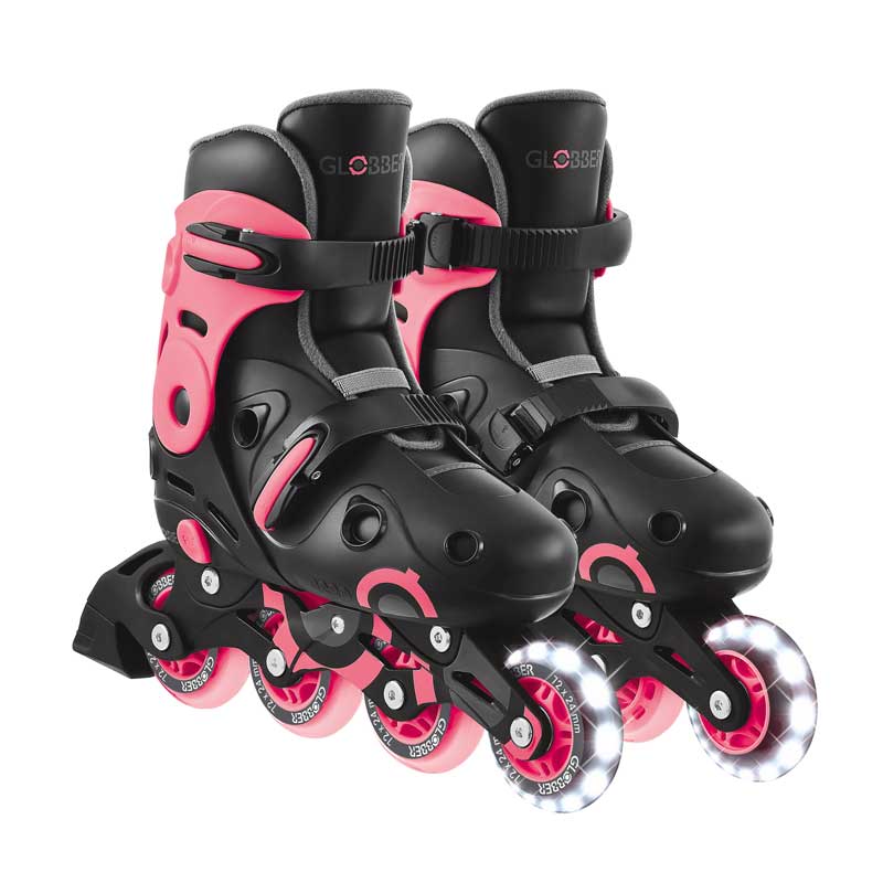 Children's roller skates with light-up wheels Globber, size 34-37, pink