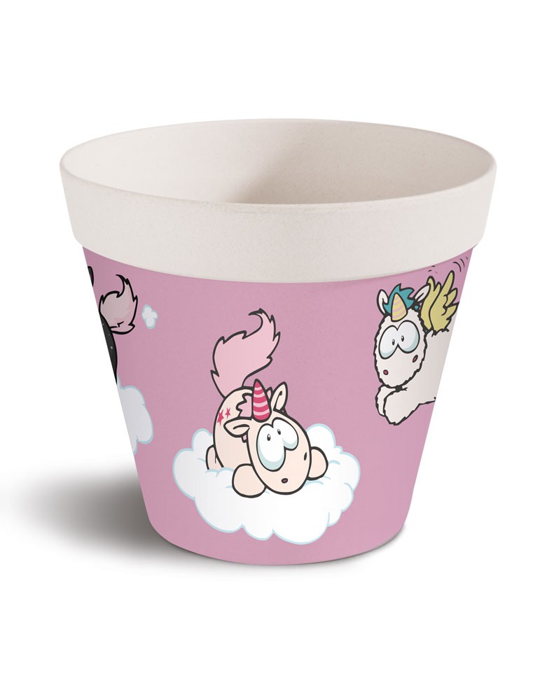 Bamboo pot - Theodor the unicorn, pink