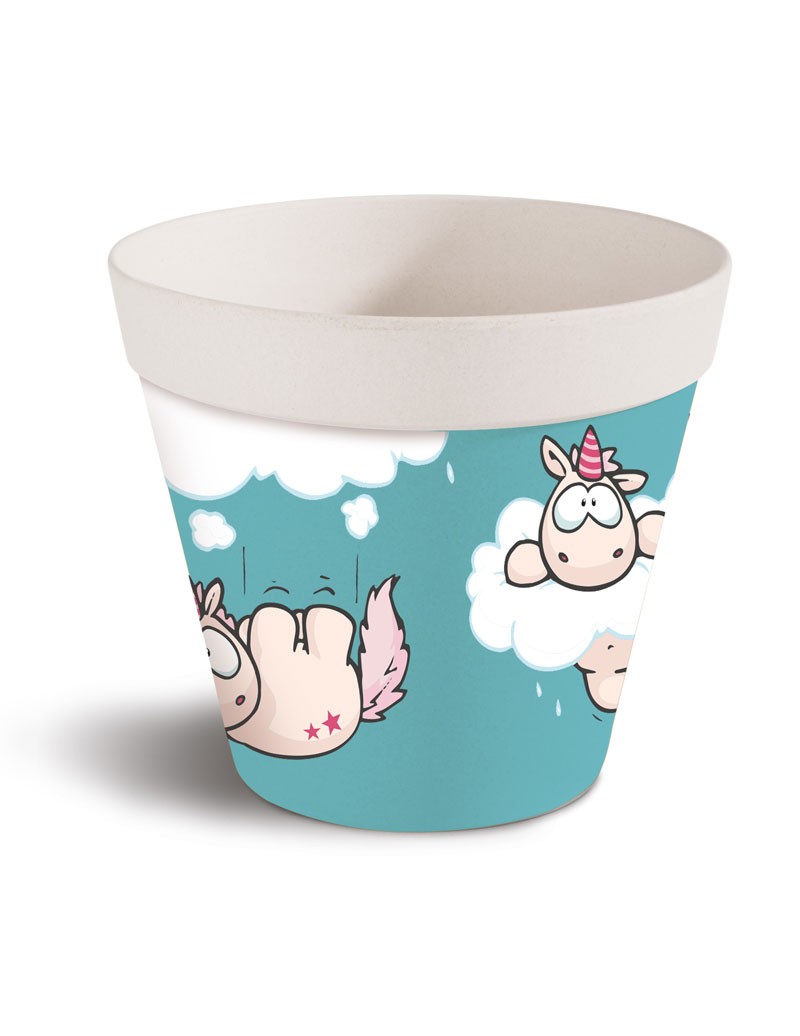 Bamboo pot - Theodor the unicorn, blue