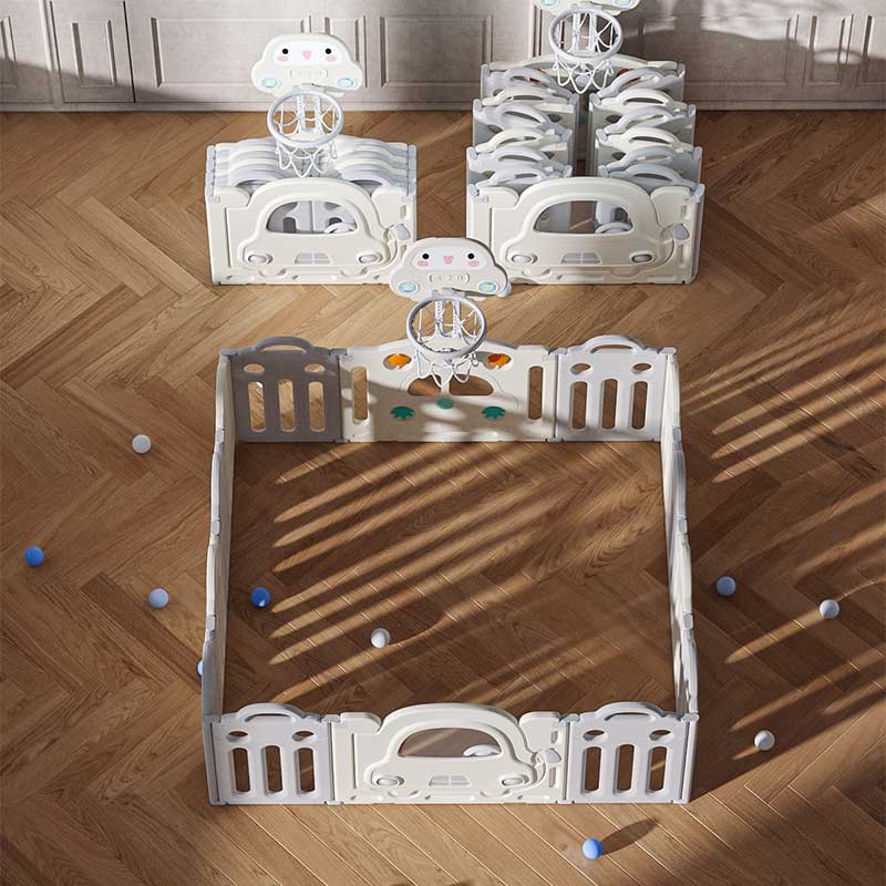 Baby fence with basketball hoop and activity board - Gray car