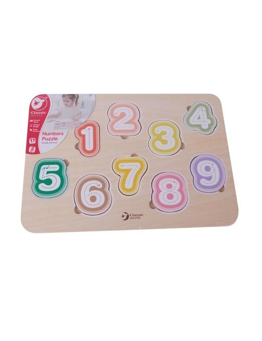 Wooden puzzle with numbers