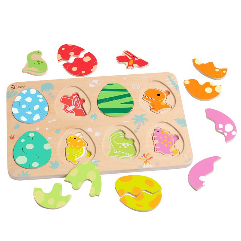 Classic World 25-piece wooden dinosaur puzzle, 18+ months
