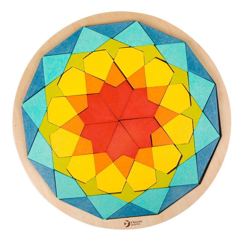 Wooden color puzzle with Mandala blocks