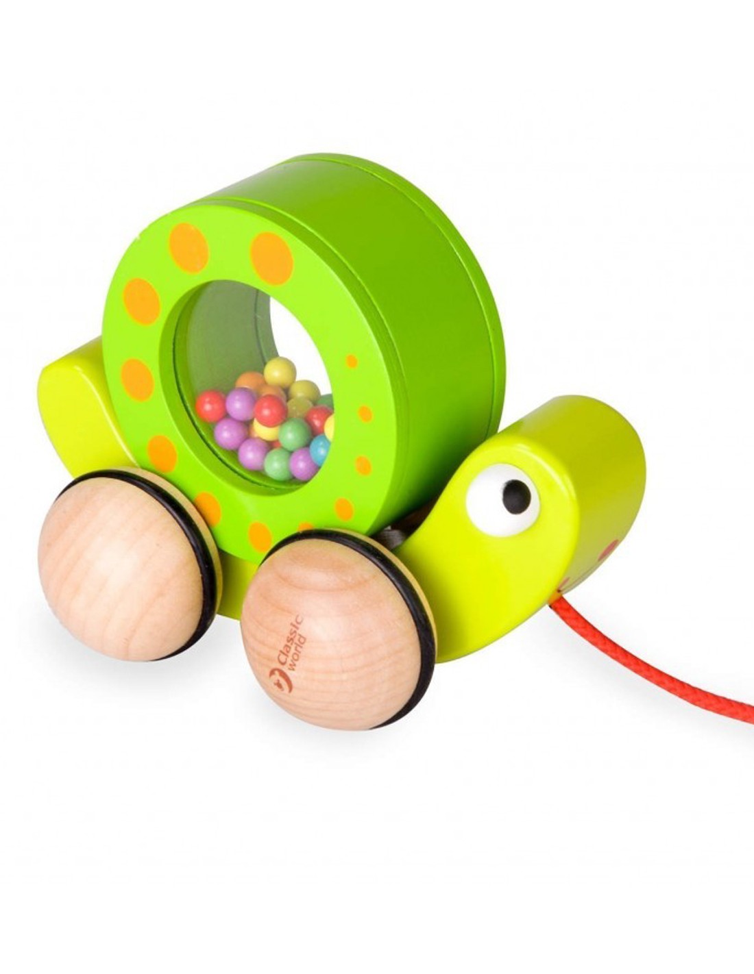 Дървена играчка Охлювче за дърпане