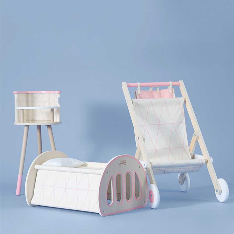 Wooden bed - swing 2 in 1 for dolls