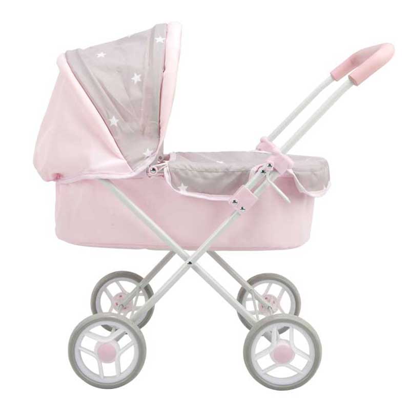Baby stroller for dolls "Emma" in pink and gray