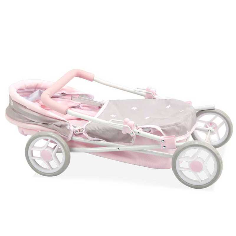 Baby stroller for dolls "Emma" in pink and gray