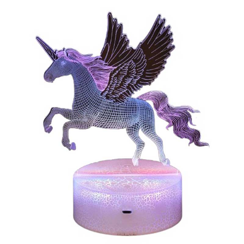 Children's 3D LED night light, Winged unicorn, color changing, 20 cm