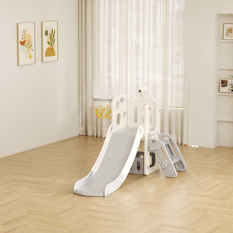 Детска пързалка с телескоп и баскетболен кош - сива