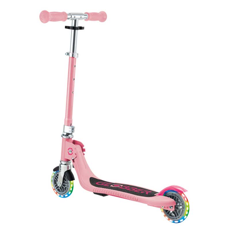 Детска сгъваема тротинетка с две светещи колела Globber Flow Foldable Junior - розова