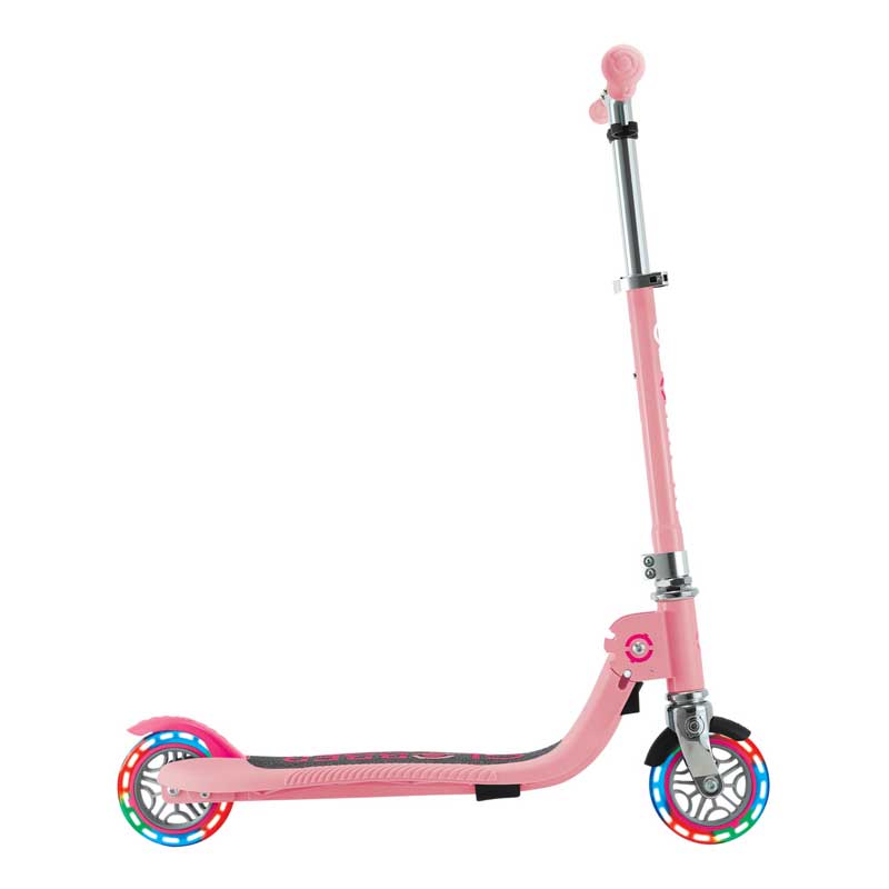 Детска сгъваема тротинетка с две светещи колела Globber Flow Foldable Junior - розова