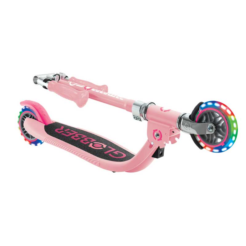 Детска сгъваема тротинетка с две светещи колела Globber Flow Foldable Junior - розова