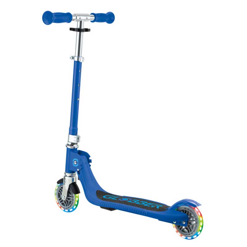 Children's folding scooter with two light-up wheels Globber Flow Foldable Junior - blue