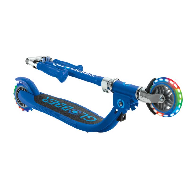 Children's folding scooter with two light-up wheels Globber Flow Foldable Junior - blue