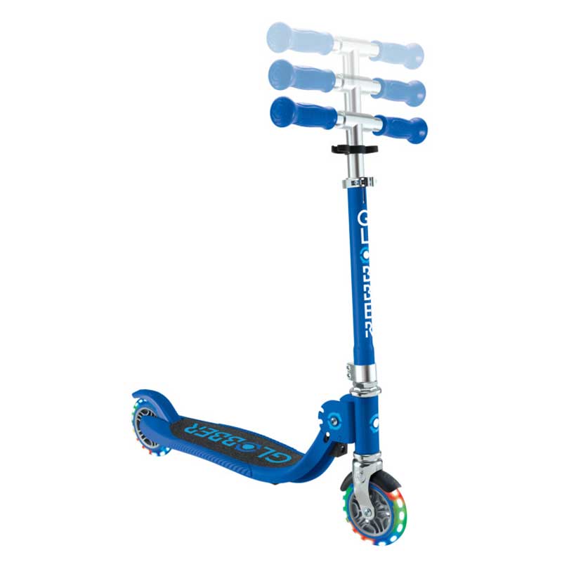 Children's folding scooter with two light-up wheels Globber Flow Foldable Junior - blue