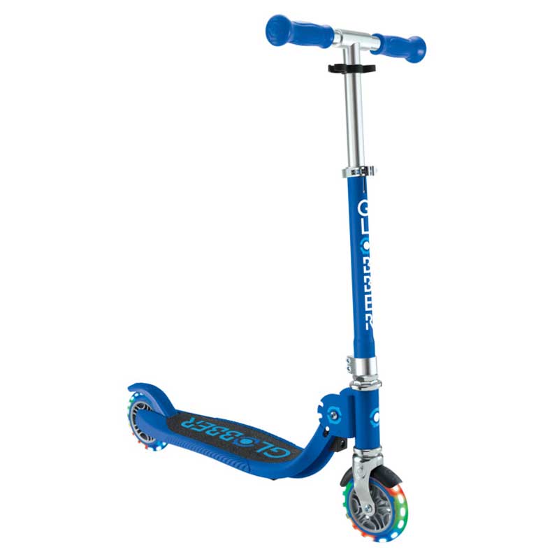 Children's folding scooter with two light-up wheels Globber Flow Foldable Junior - blue
