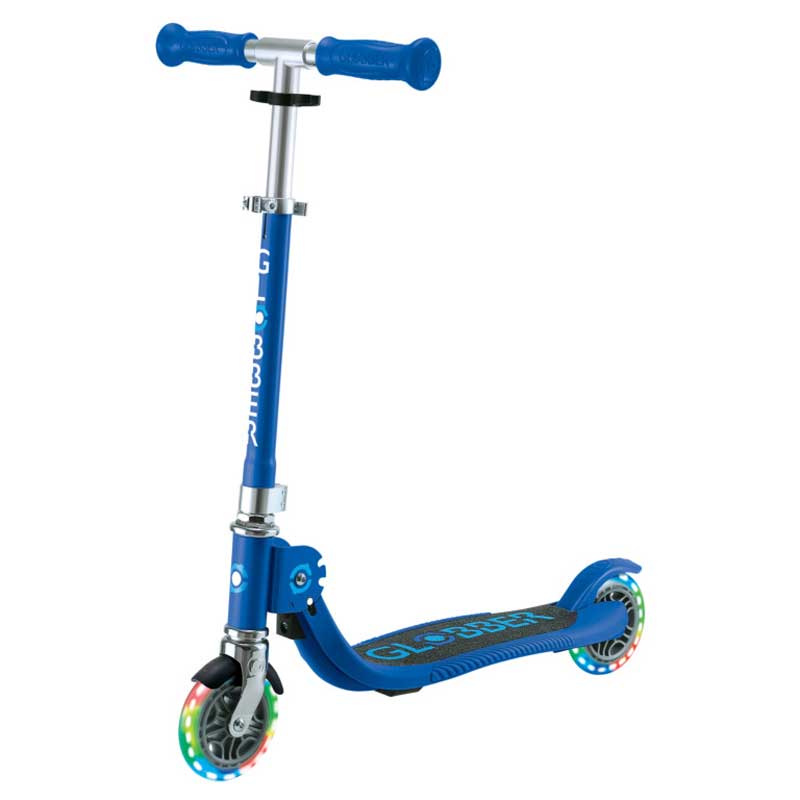 Children's folding scooter with two light-up wheels Globber Flow Foldable Junior - blue