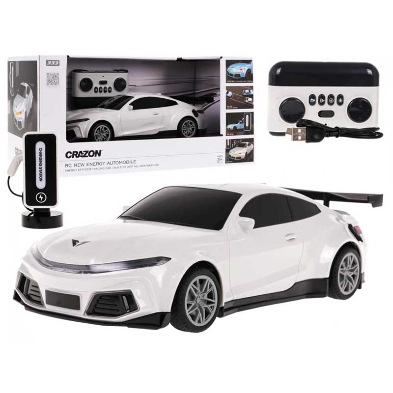 Crazon New Energy children's sports electric car with charging station, RC in white color
