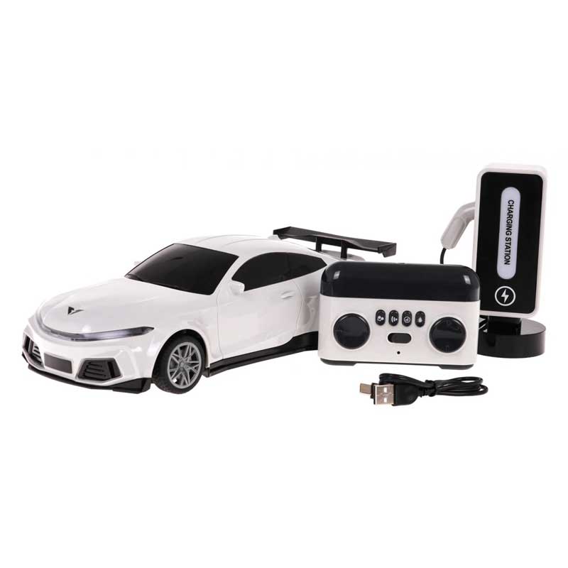 Crazon New Energy children's sports electric car with charging station, RC in white color