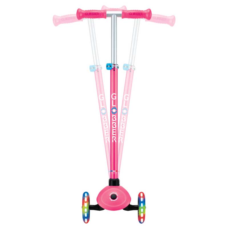 Children's scooter with 3 luminous wheels GLOBBER PRIMO PLUS LIGHTS, pink
