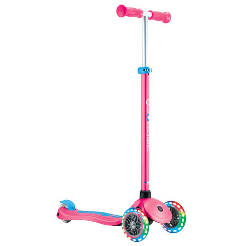Children's scooter with 3 luminous wheels GLOBBER PRIMO PLUS LIGHTS, pink