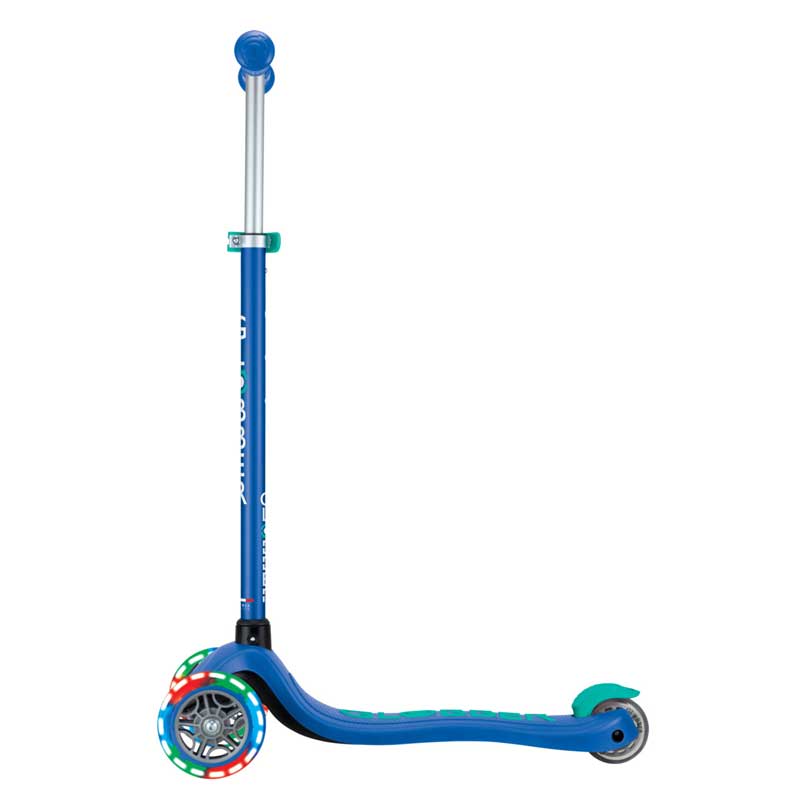 Children's scooter with 3 glowing wheels GLOBBER PRIMO PLUS LIGHTS, blue - green