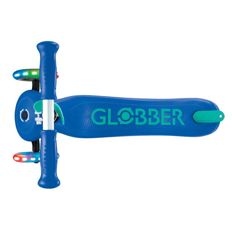 Children's scooter with 3 glowing wheels GLOBBER PRIMO PLUS LIGHTS, blue - green