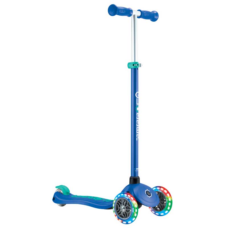 Children's scooter with 3 glowing wheels GLOBBER PRIMO PLUS LIGHTS, blue - green