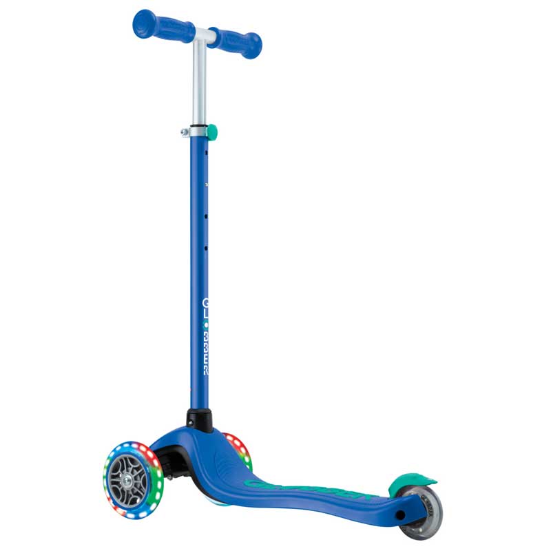 Children's scooter with 3 glowing wheels GLOBBER PRIMO PLUS LIGHTS, blue - green