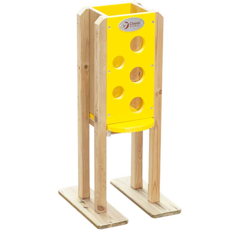 Children's wooden colorful silo for playing with sand
