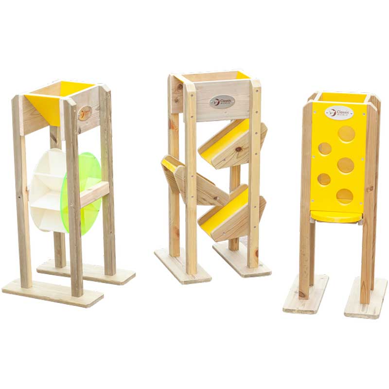 Children's wooden colorful silo for playing with sand