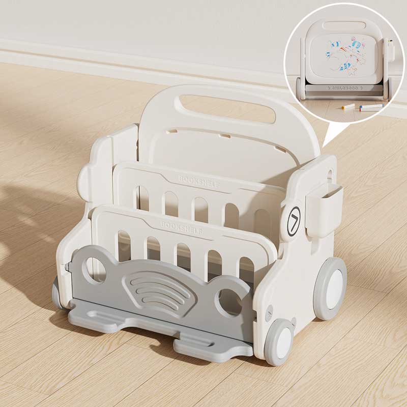 Children's mobile organizer with drawing board - Gray car