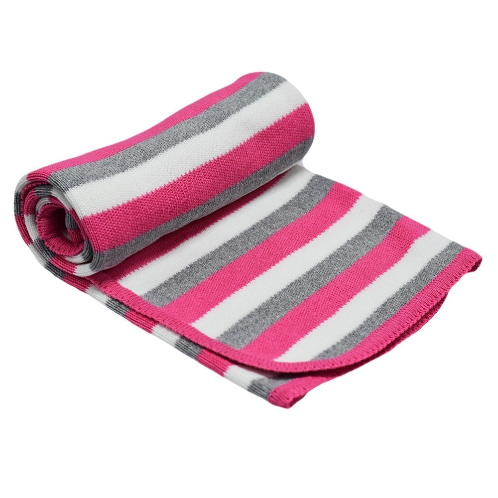 Pink striped baby blanket