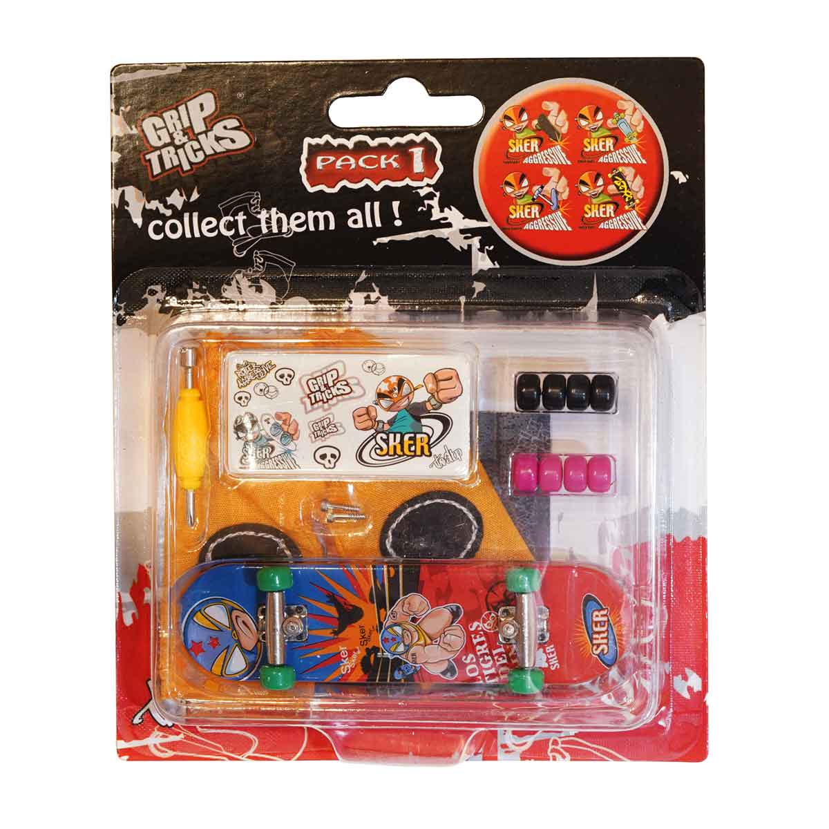 Finger toy Skateboard, red/blue