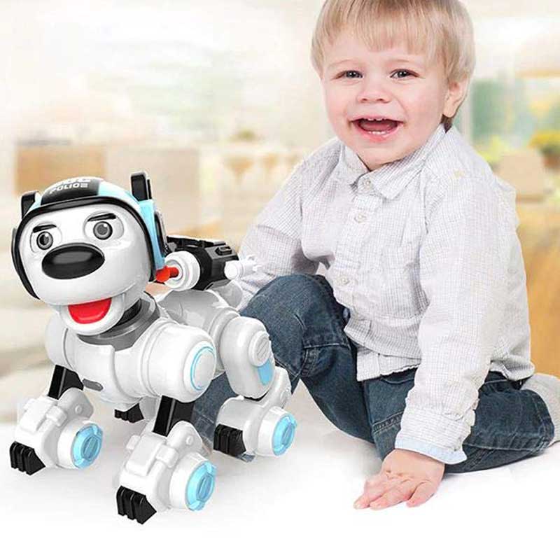 Interactive police dog - robot with blue helmet