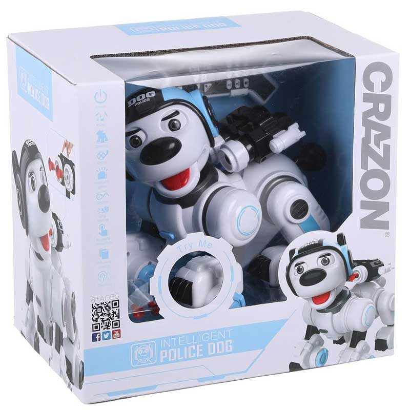 Interactive police dog - robot with blue helmet