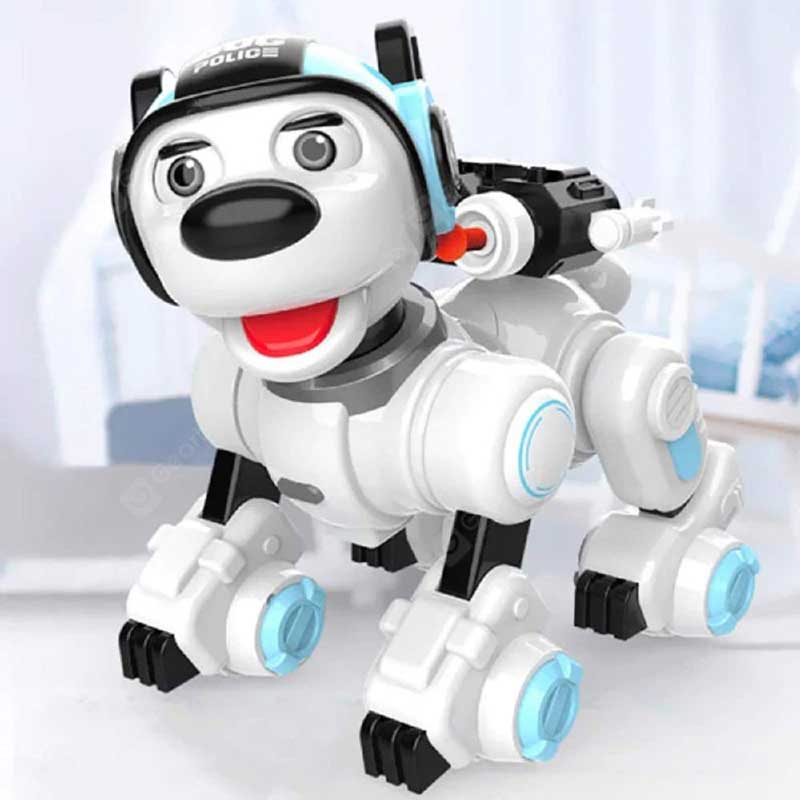 Interactive police dog - robot with blue helmet