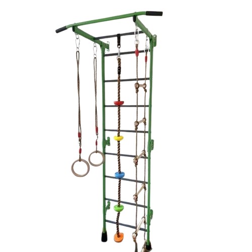 Swedish wall for children's gymnastics, metal, with accessories, green