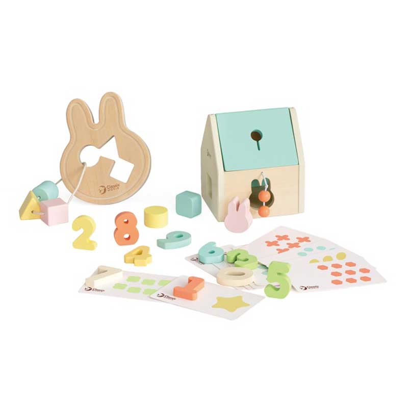 A set of wooden toys for children from 12 to 18 months
