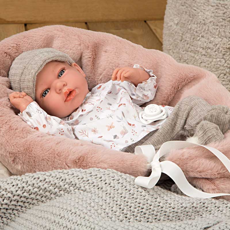 Andy baby doll in a beige set with accessories - 40 cm, real weight