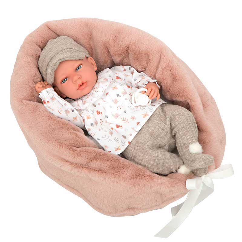 Andy baby doll in a beige set with accessories - 40 cm, real weight