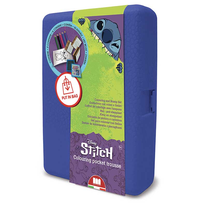 "Stitch" storage box with coloring accessories and 3 stamps