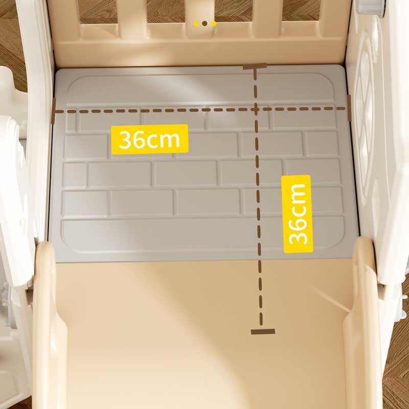 Mini children's play fort with slide, brown